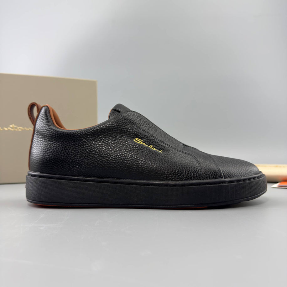 Santoni Leather Slip-On Sneaker