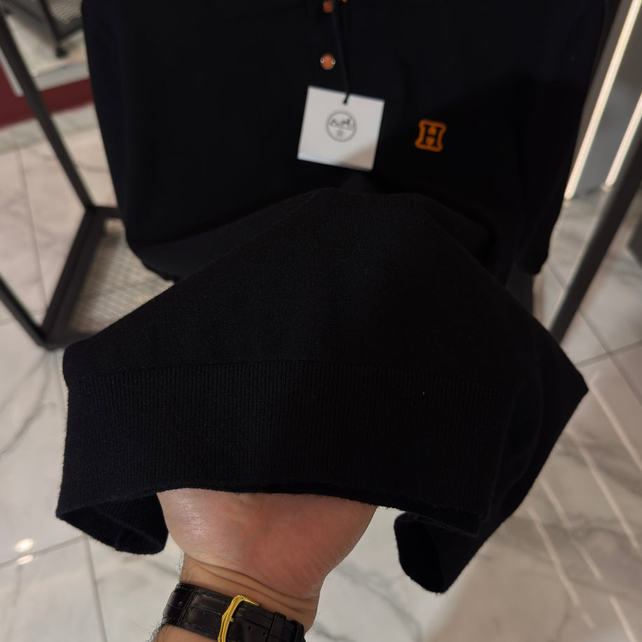 Hermes Logo İşlemeli İthal Pamuk Kumaş Triko