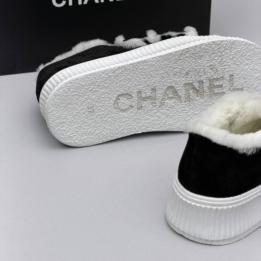 Chanel Shearling Strap Sneaker