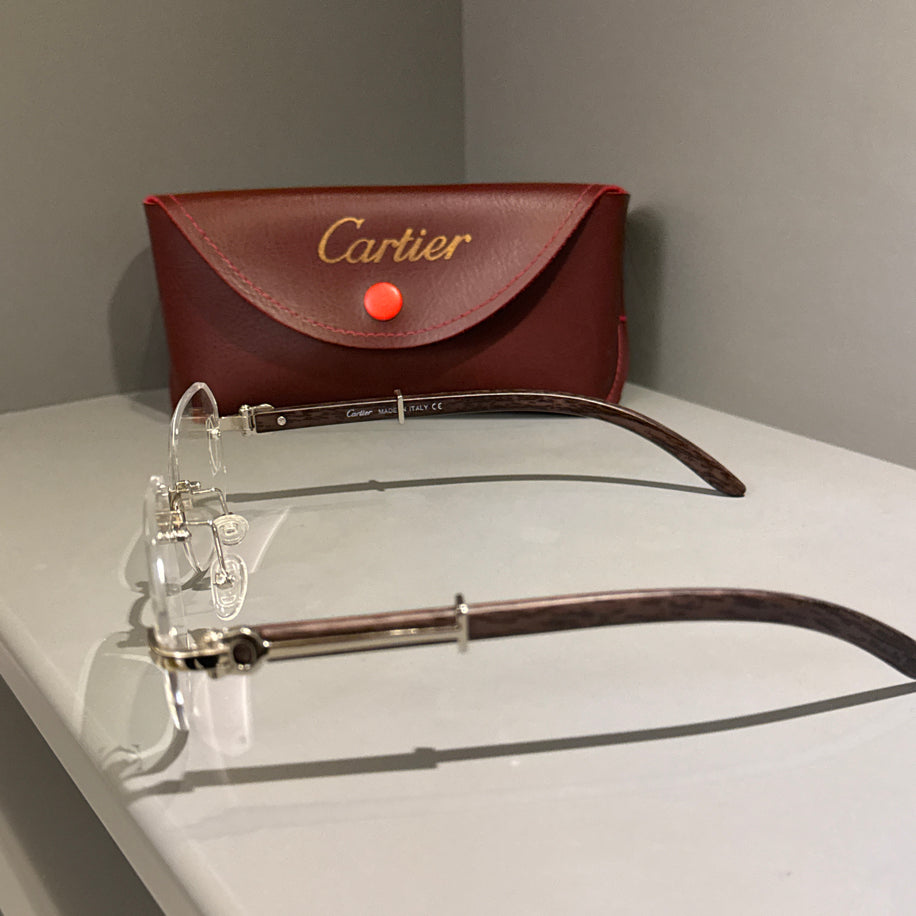 Cartier Unisex Gözlük ( Seffaf Cam Ahşap Sap)