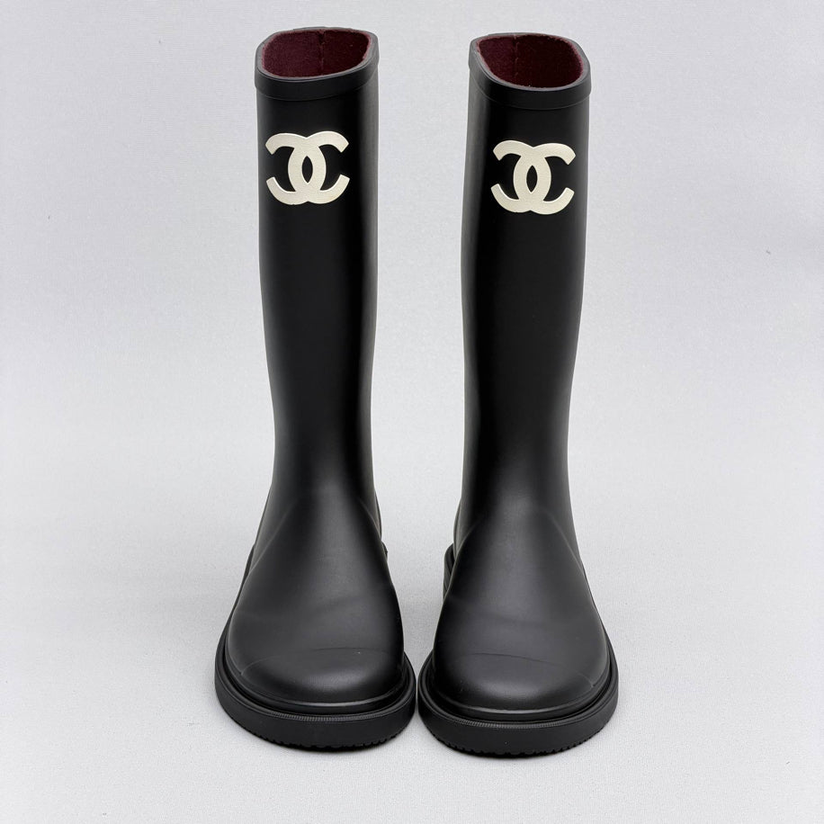 Chanel Rain Boots   Boot Black