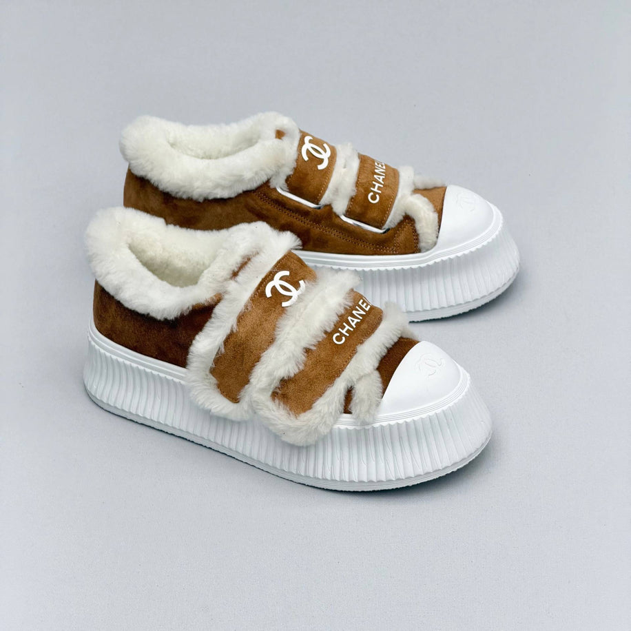 Chanel Shearling Strap Sneaker
