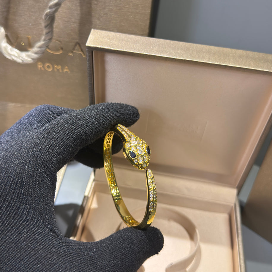 Bvlgari Serpenti Unisex Bileklik (Gold Taşlı )
