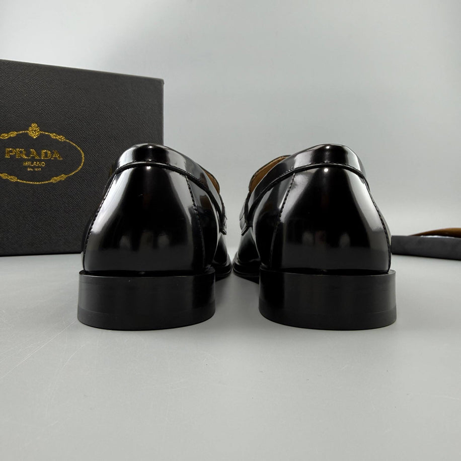 Prada Brushed Leather Logo Loafer