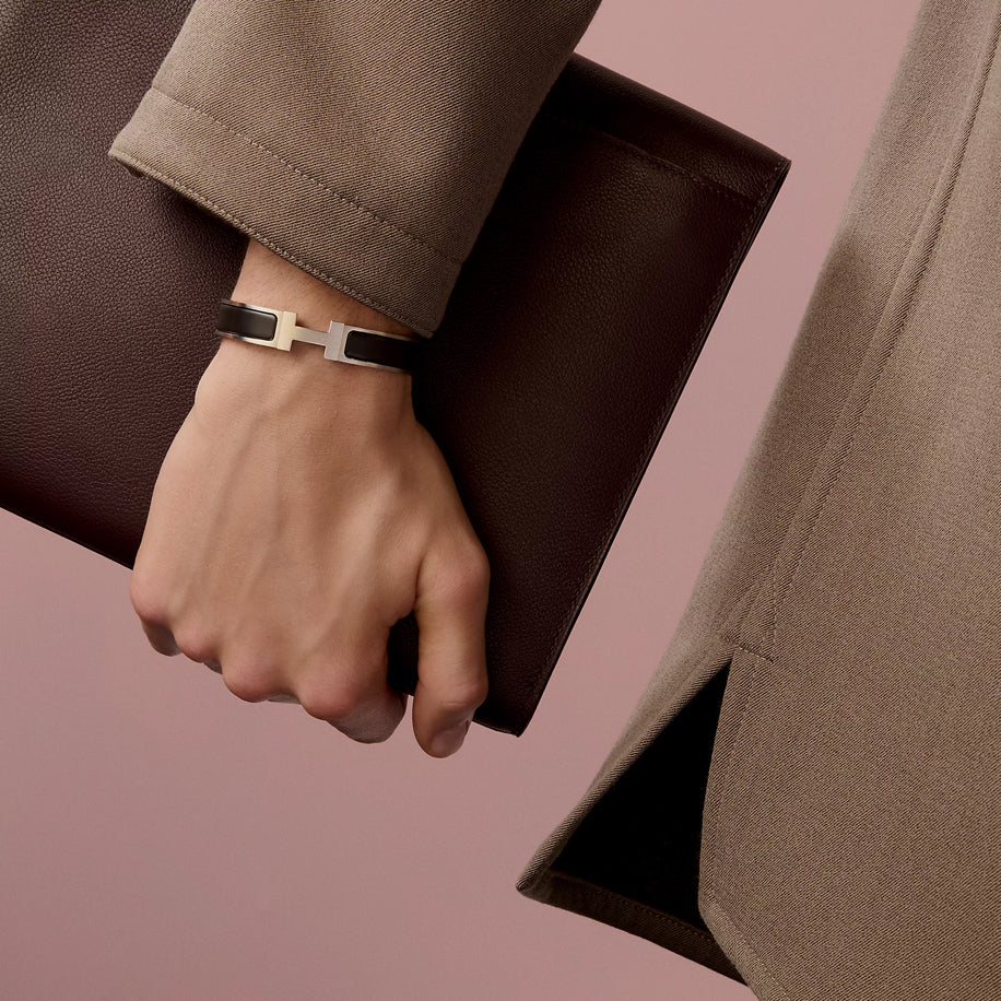 Hermes H Silver Siyah (Fırçalanmış) Bileklik