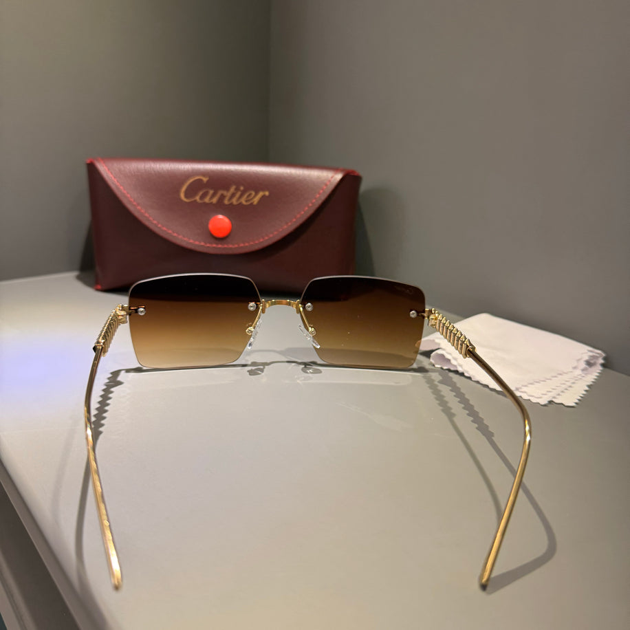 Cartier Unisex Gözlük ( Kahve Cam Gold Sap)