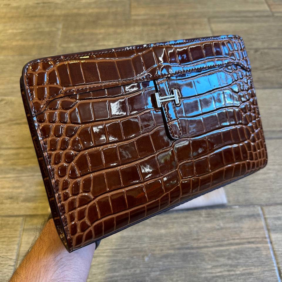 Hermes Dokumatık Crocodile Erkek El Çantası
