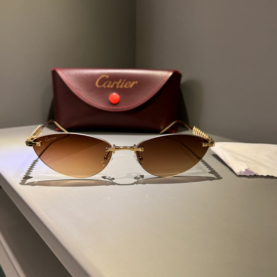 Cartier Unisex Gözlük ( Kahve Cam Gold Sap)