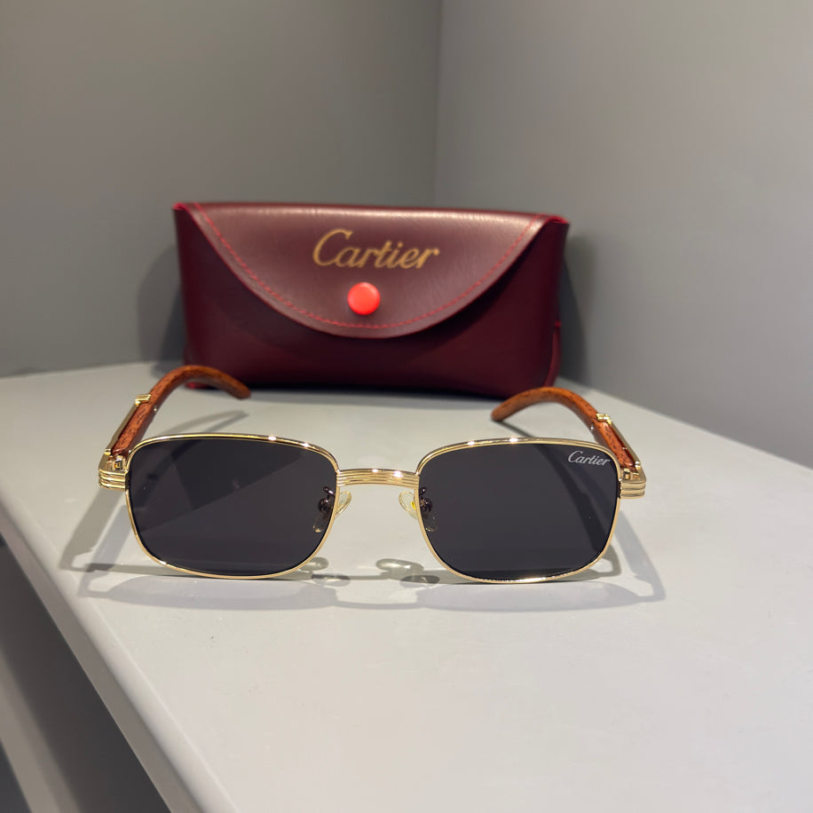 Cartier Unisex Gözlük ( Siyah Cam Ahşap Sap)