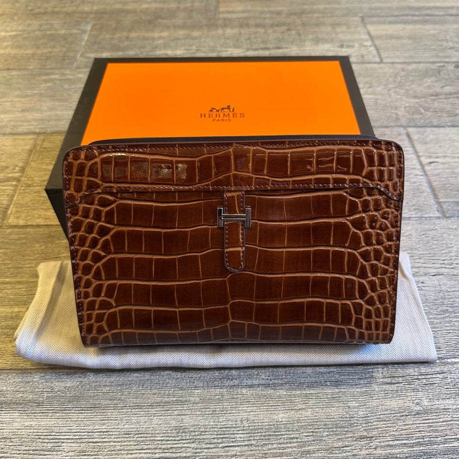 Hermes Dokumatık Crocodile Erkek El Çantası