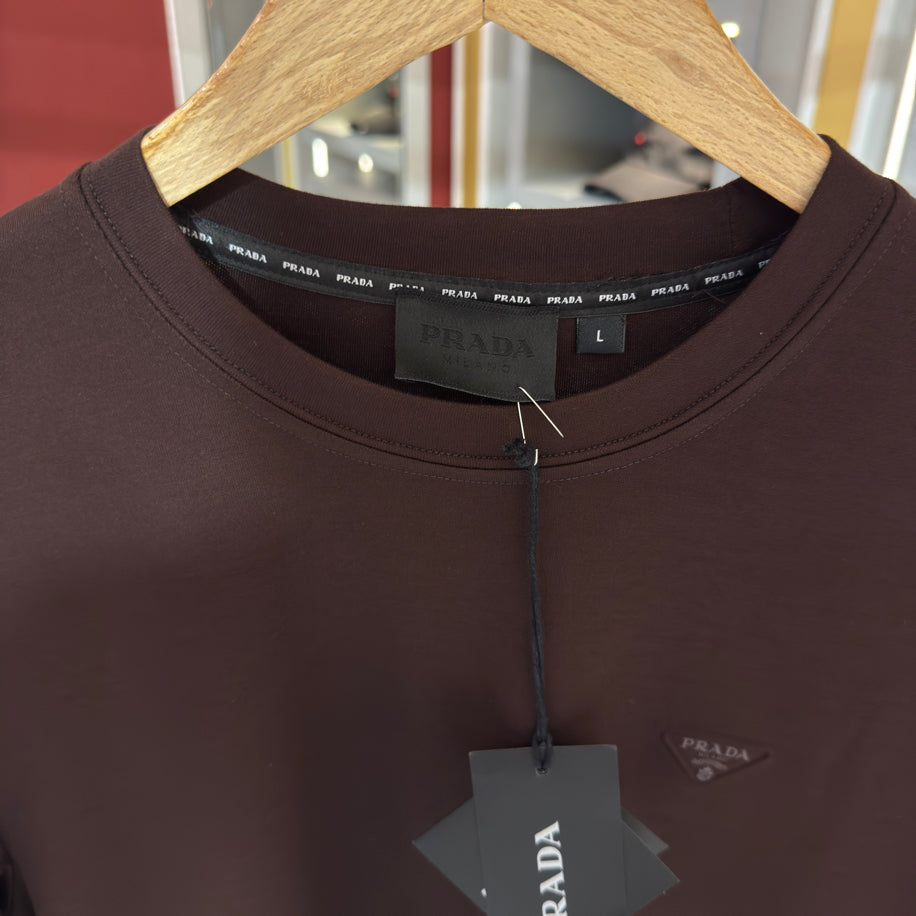 Prada Logo Detaylı İthal Kumaş T-Shirt