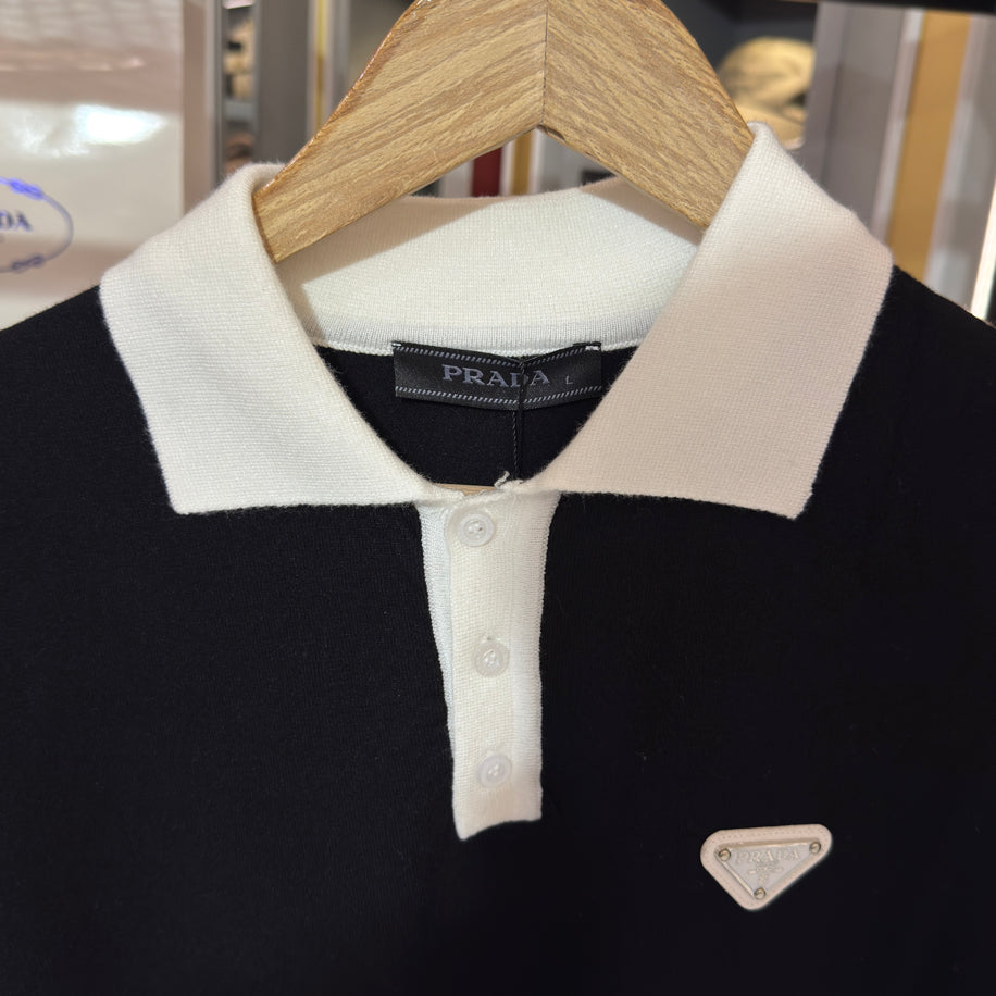 Prada Logo İşlemeli İthal Pamuk Kumaş Triko