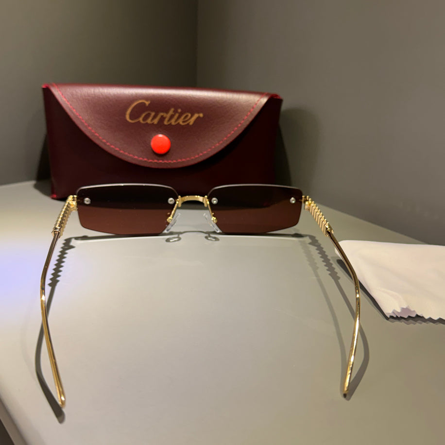 Cartier Unisex Gözlük ( Kahve Cam Gold Sap)