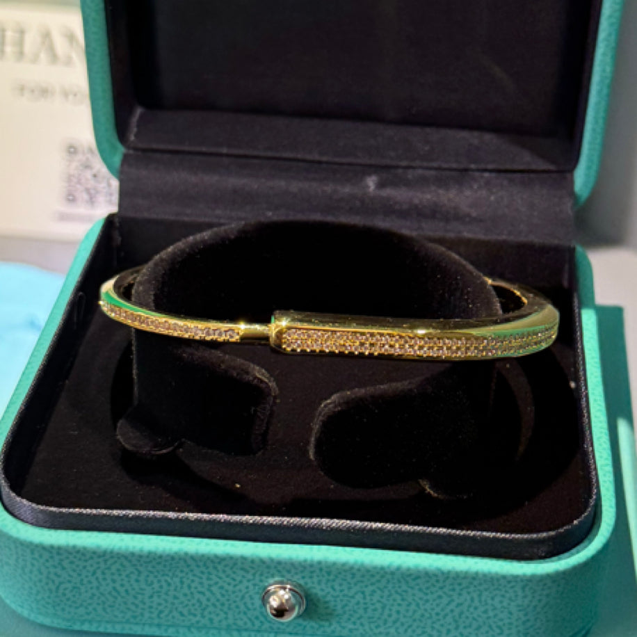 Tiffany Lock Gold Full Taşlı Bileklik