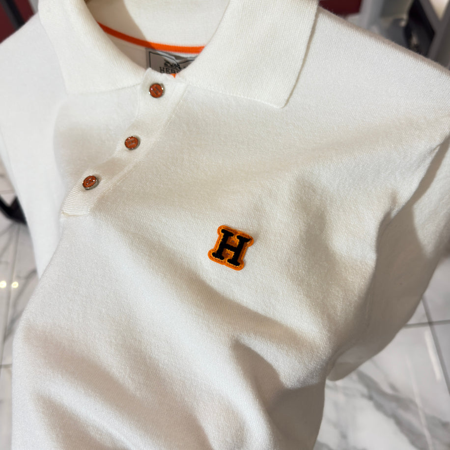 Hermes Logo İşlemeli İthal Pamuk Kumaş Triko