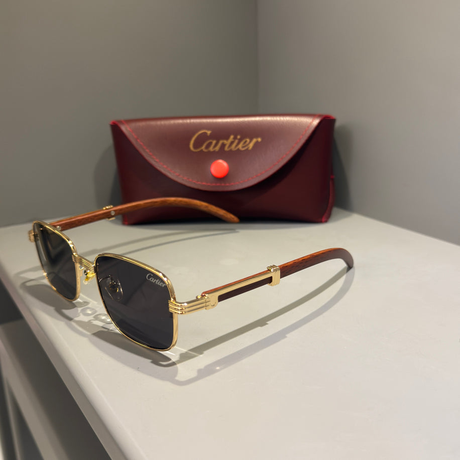 Cartier Unisex Gözlük ( Siyah Cam Ahşap Sap)