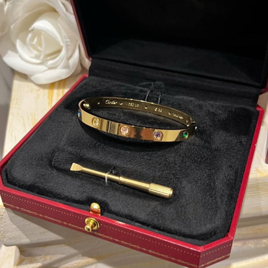 Cartier Love Rainbow Taşlı (Gold) Bileklik