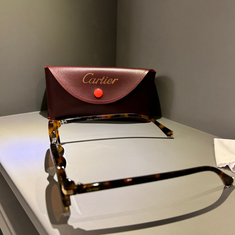 Cartier Unisex Gözlük ( Kahve Cam Leopar Desen Sap)