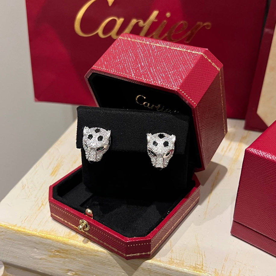 Cartier Panther Silver Taşlı Küpe