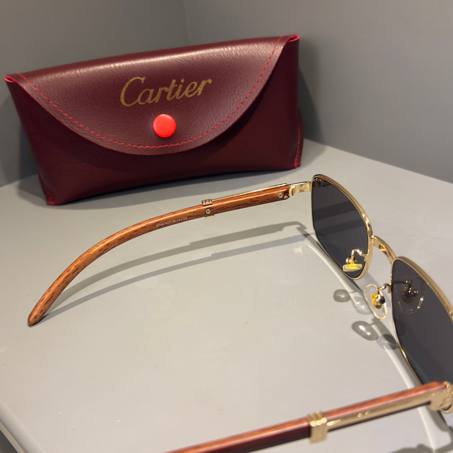 Cartier Unisex Gözlük ( Siyah Cam Ahşap Sap)