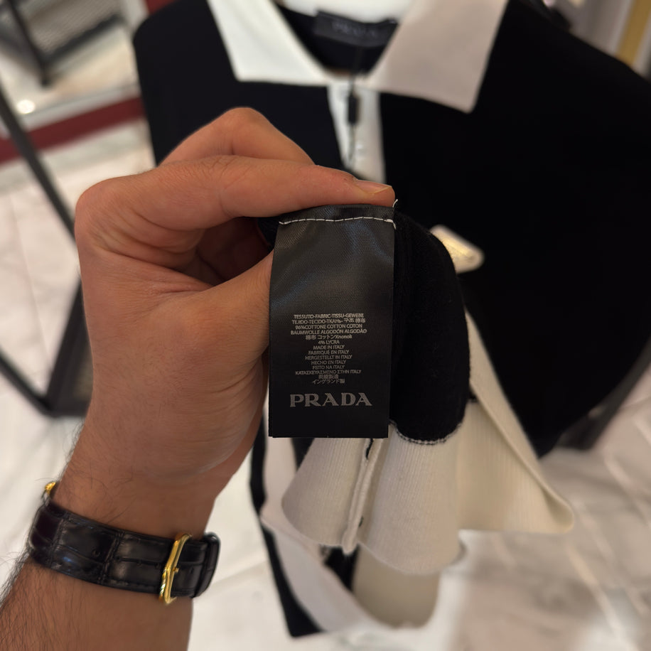 Prada Logo İşlemeli İthal Pamuk Kumaş Triko