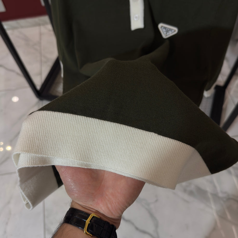 Prada Logo İşlemeli İthal Pamuk Kumaş Triko