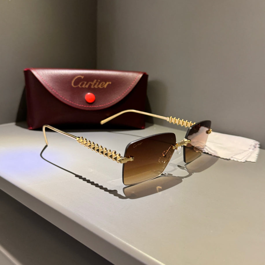 Cartier Unisex Gözlük ( Kahve Cam Gold Sap)