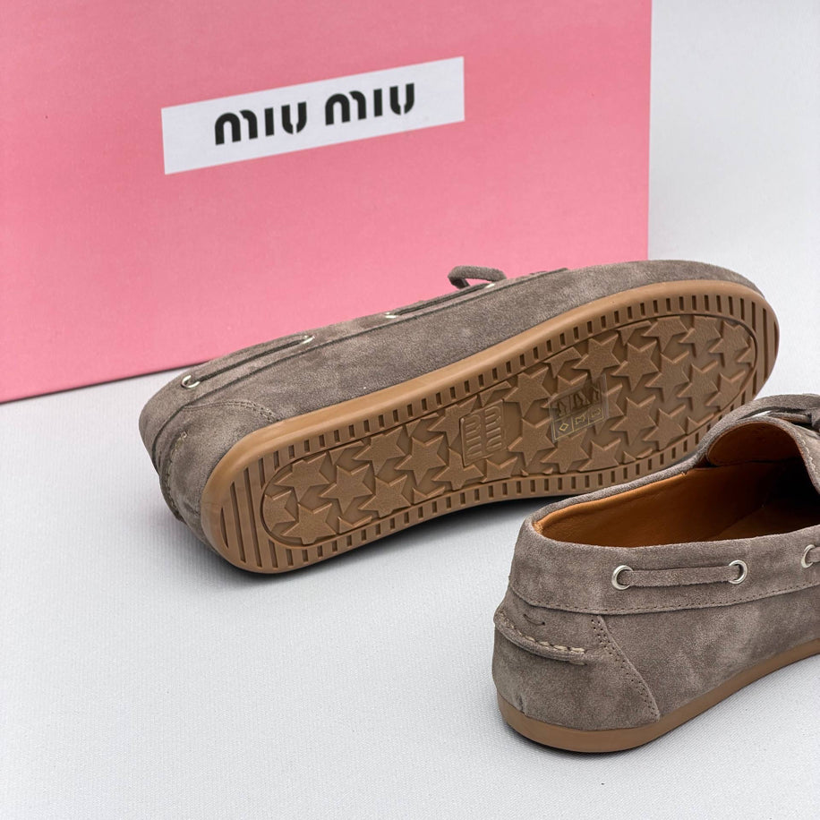 Miu Miu Suede Tassel Lace-Up Loafer
