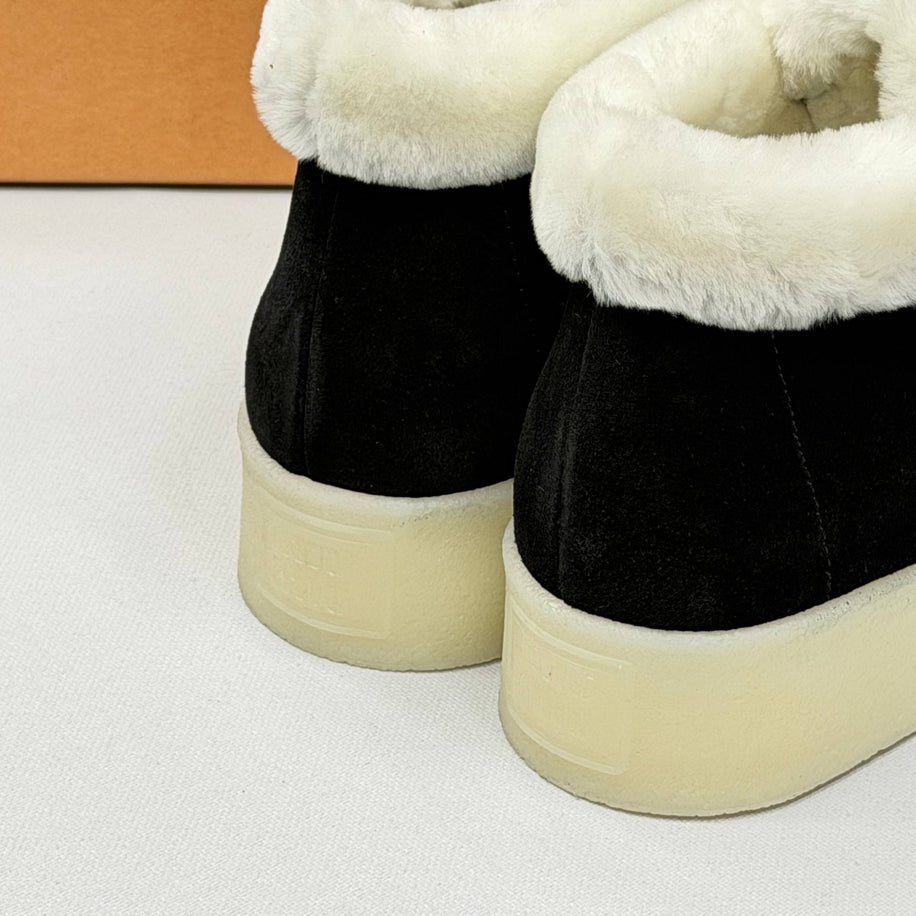 Miu Miu Shearling Lined Leather Moccasin Boots