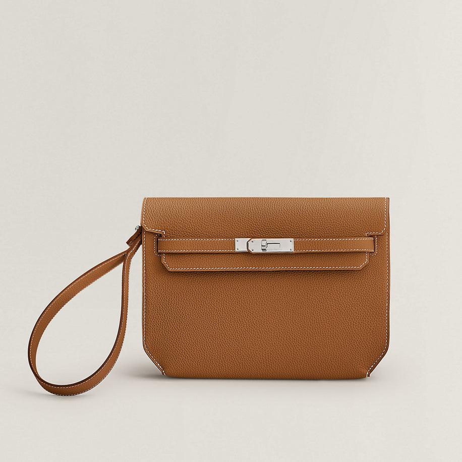 Hermes Kelly Depeches Gold 25 Pouch