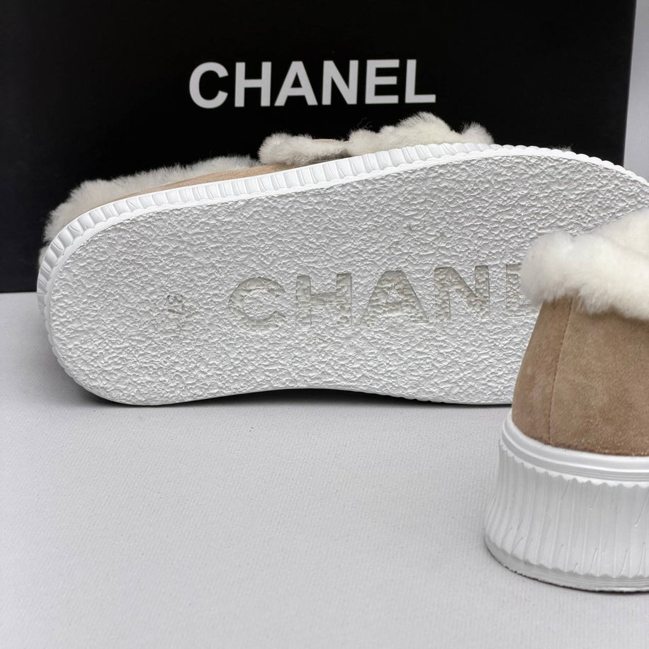 Chanel Shearling Strap Sneaker