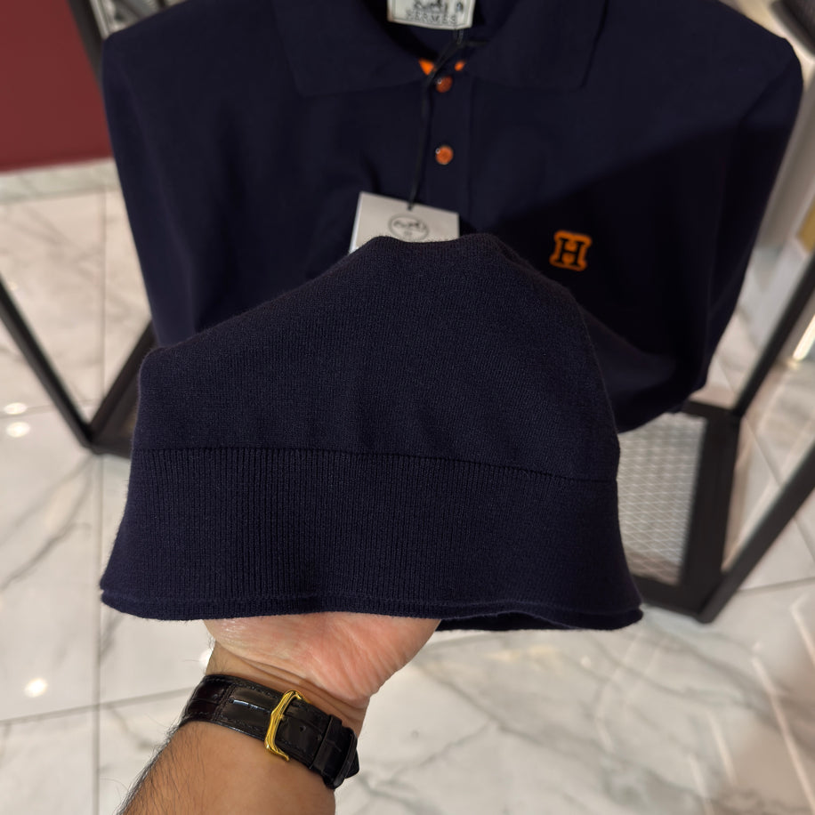 Hermes Logo İşlemeli İthal Pamuk Kumaş Triko