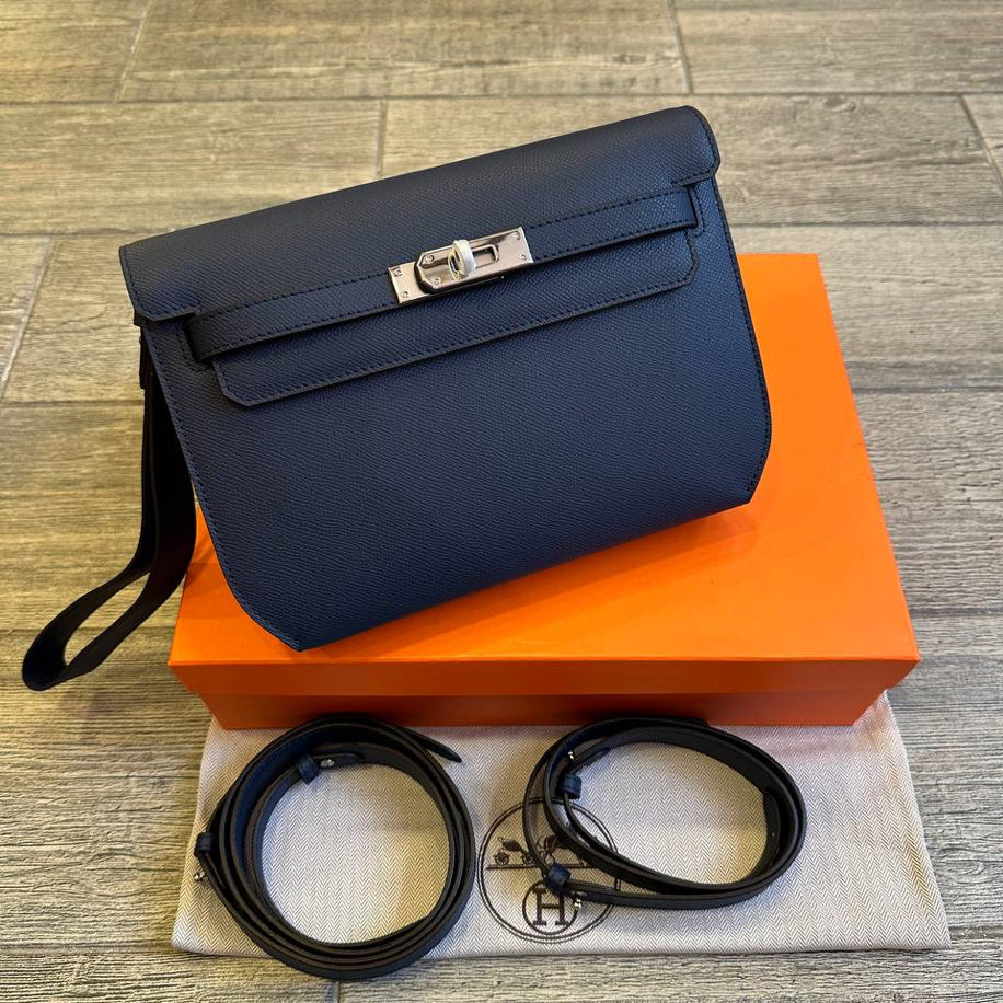 Hermes Kelly Depeches Navy 25 Pouch