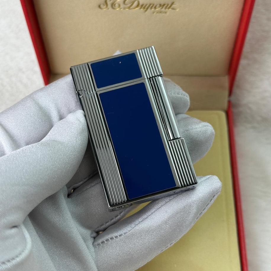 S.T. Dupont LIGNE 2  Windsor Silver Lacquer Blue Lighter