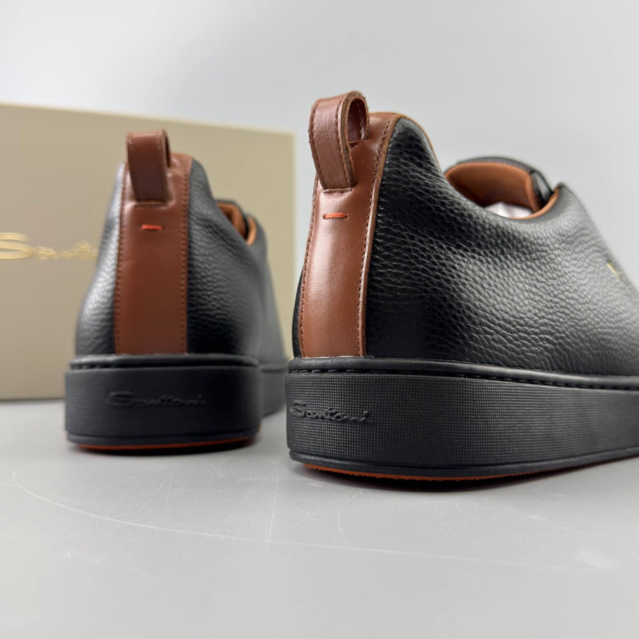 Santoni Leather Slip-On Sneaker