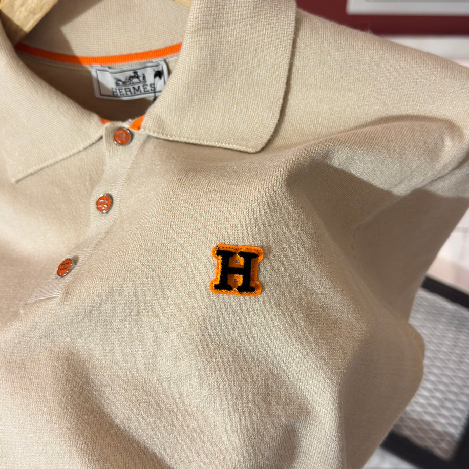 Hermes Logo İşlemeli İthal Pamuk Kumaş Triko