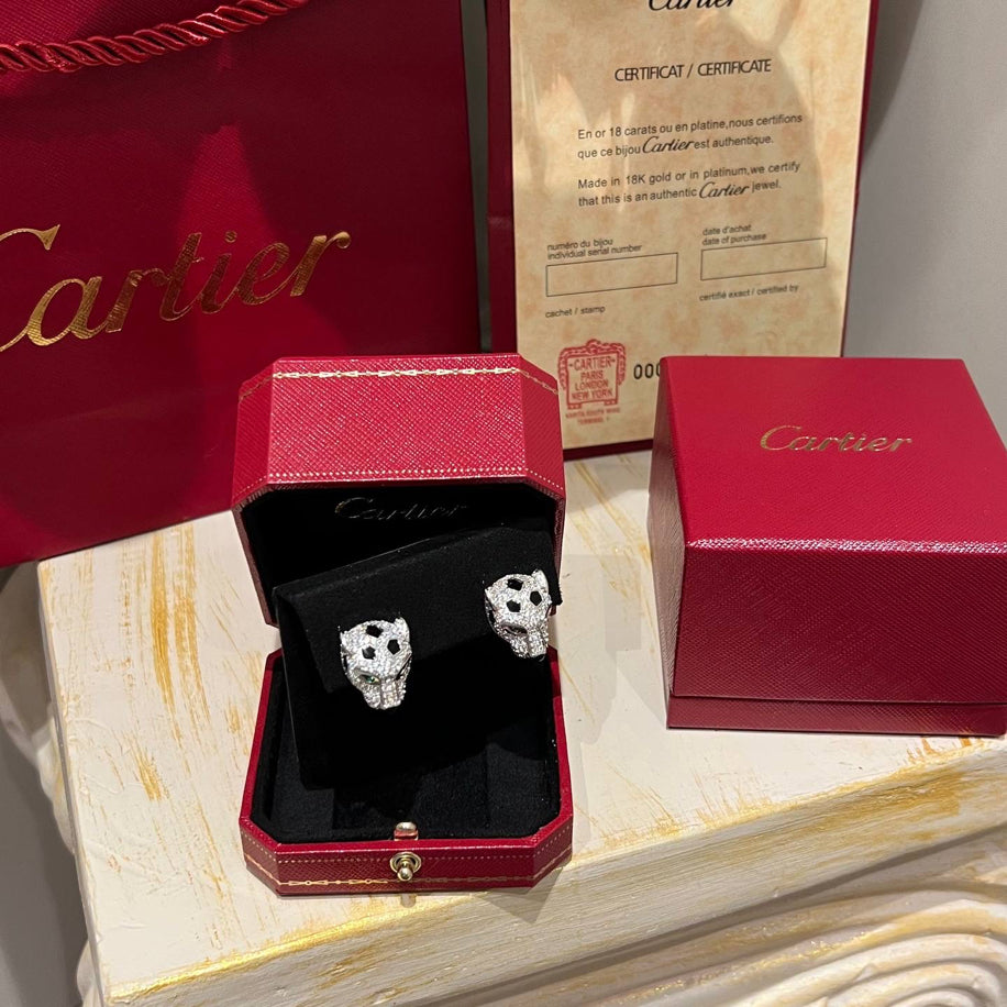 Cartier Panther Silver Taşlı Küpe