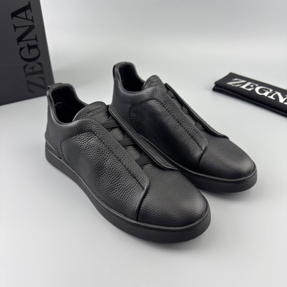 ZEGNA Triple Stitch Leather Sneaker