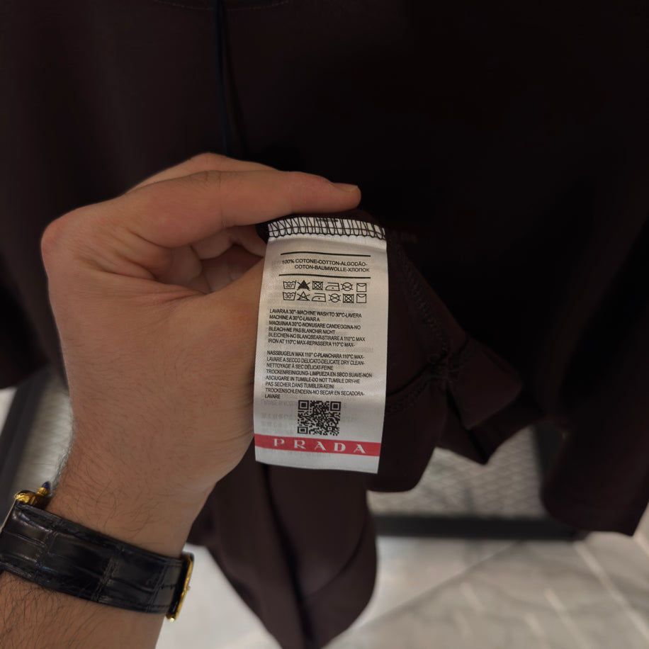 Prada Logo Detaylı İthal Kumaş T-Shirt