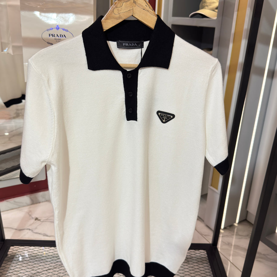 Prada Logo İşlemeli İthal Pamuk Kumaş Triko