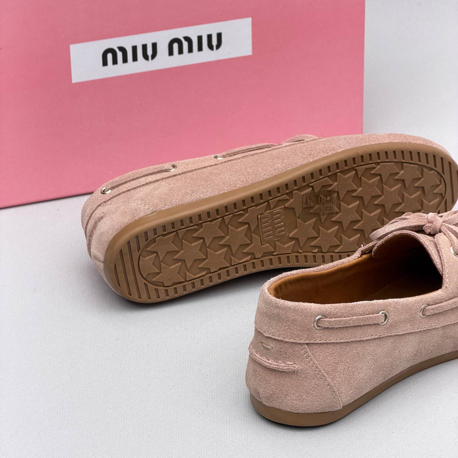 Miu Miu Suede Tassel Lace-Up Loafer