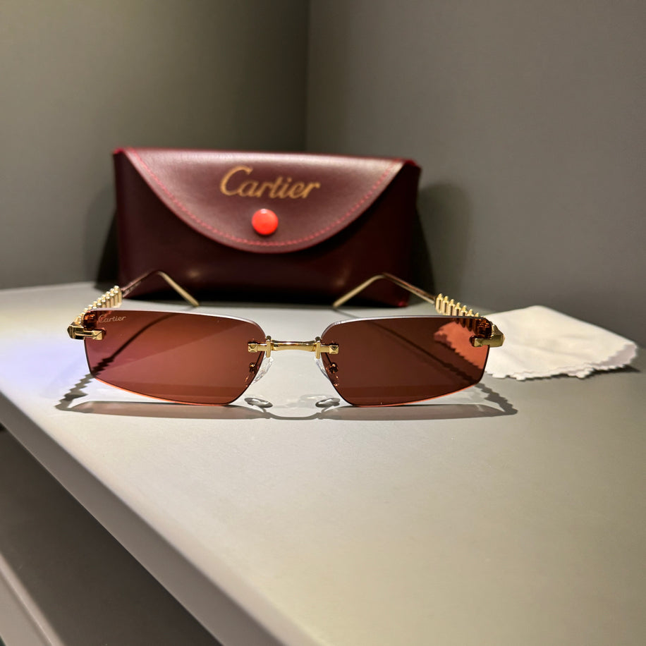Cartier Unisex Gözlük ( Kahve Cam Gold Sap)