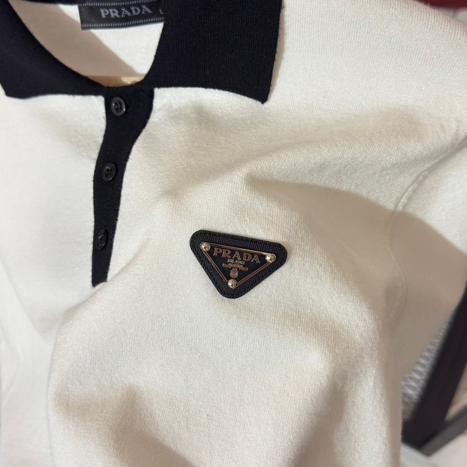 Prada Logo İşlemeli İthal Pamuk Kumaş Triko