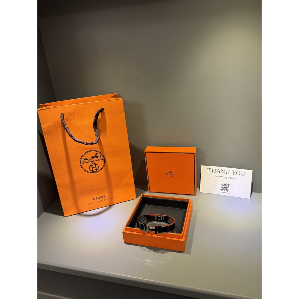 Hermes Unisex Bileklik ( Silver Black)