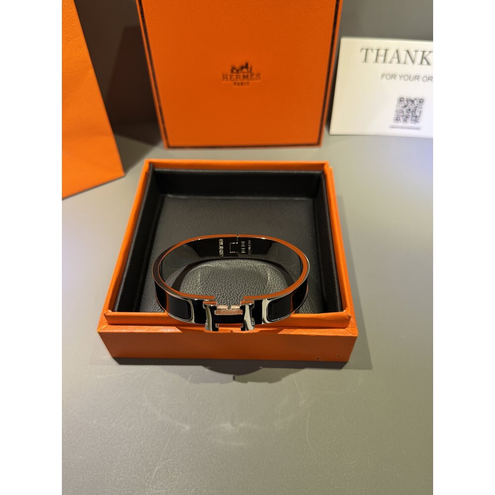 Hermes Unisex Bileklik ( Silver Black)