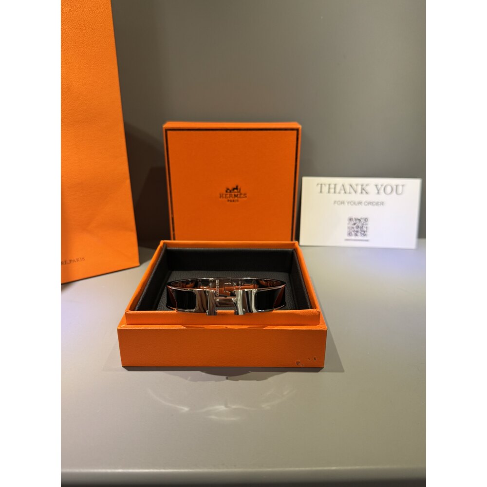 Hermes Unisex Bileklik ( Silver Black)