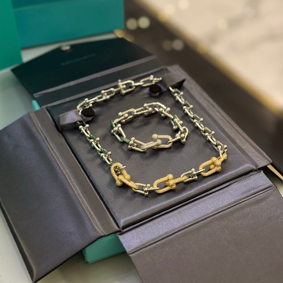 Tiffany Hardwear Bileklik Kolye Set Full Taşlı
