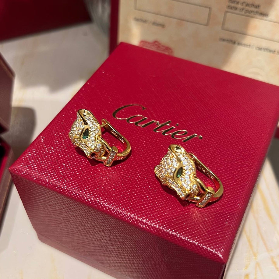 Cartier Panther’e Gold Taşlı Küpe