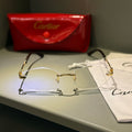 Cartier (Ahşap Sap Şeffaf Cam) Güneş Gözlüğü