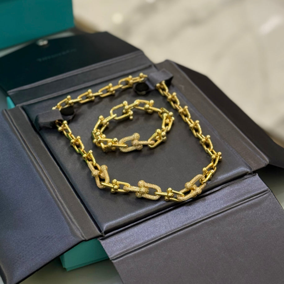 Tiffany Hardwear Bileklik Kolye Set Full Taşlı